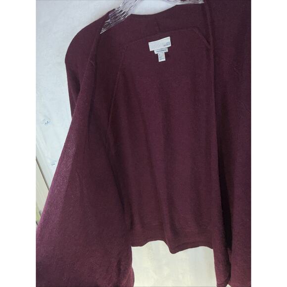 14th & Union Burgundy Red Cashmere Cardigan Open Front Sweater Womens Medium - Picture 7 of 7
